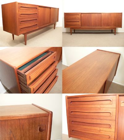 A large teak sideboard. Danish, c1960s. Possibly by Omann Junior