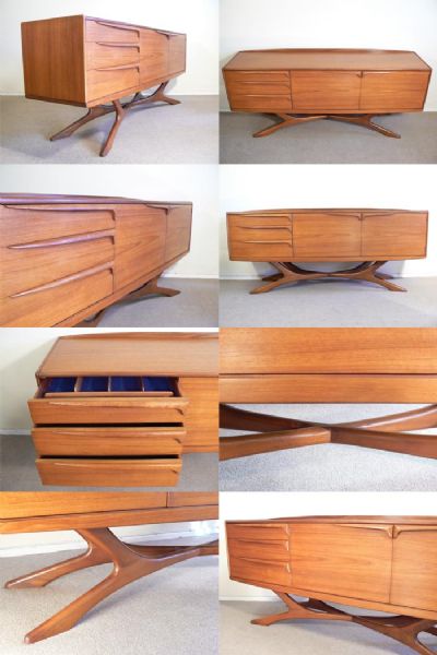 An impressive teak veneered sideboard c1960s. Of highly organic form with stuning foot section and beautiful profile. Danish in style but also reminiscent of pieces by V.Kagan.