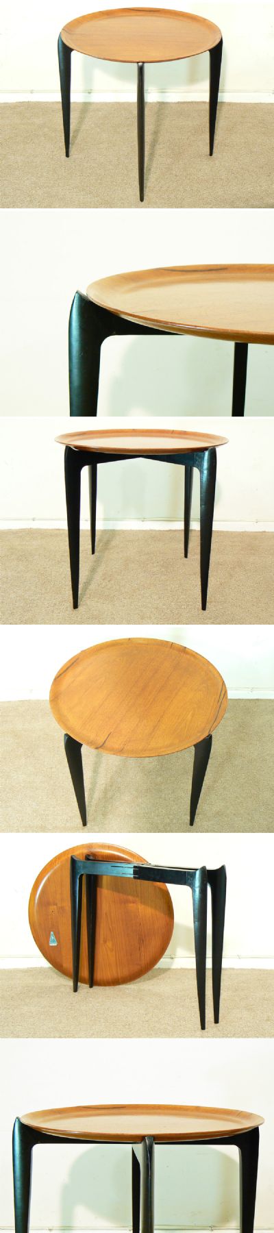 A teak and ebonised. collapsable tray on a stand. Manufactured by Impala c1960s
