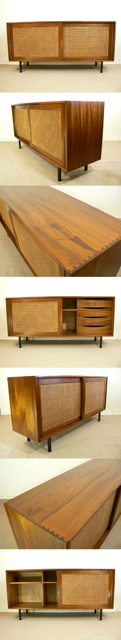 A superb wicker fronted sideboard c1960. Designed by Tony Hunt for Terence Conran,(pre Habitat).