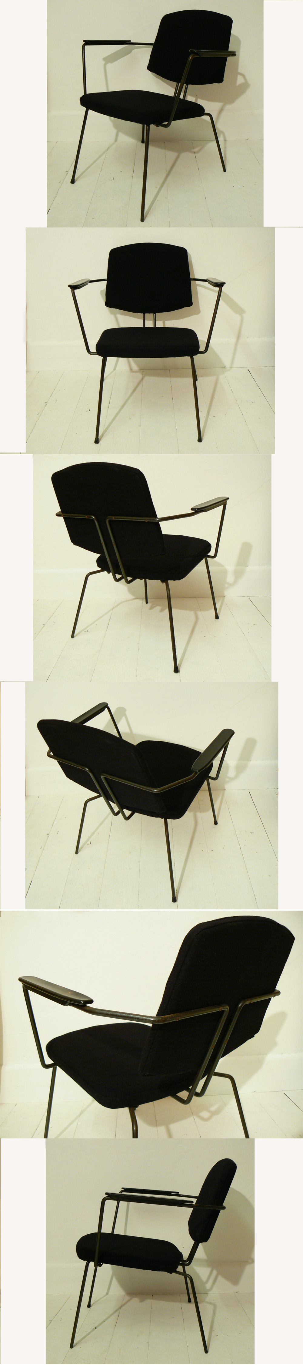 A series 5003 armchair designed by Rudolf Wolf and manufactured by Elsrijk, Holland. Newly upholstered in black wool.