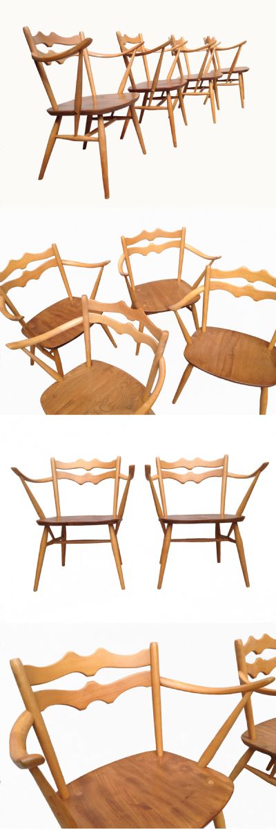 An extremely rare set of four Ercol model 493 armchairs, c1960s.