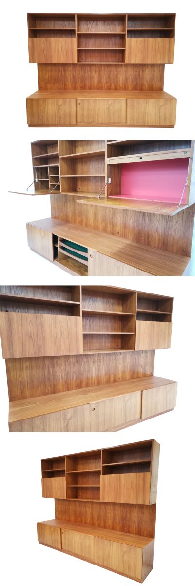 A large Teak bookcase/Cabinet model number SK38 designed by Reno Wahl Iversen for Mobel Fakta of Denmark. Often mistakenly attributed to IB Kofod Larsen, the original label is present.