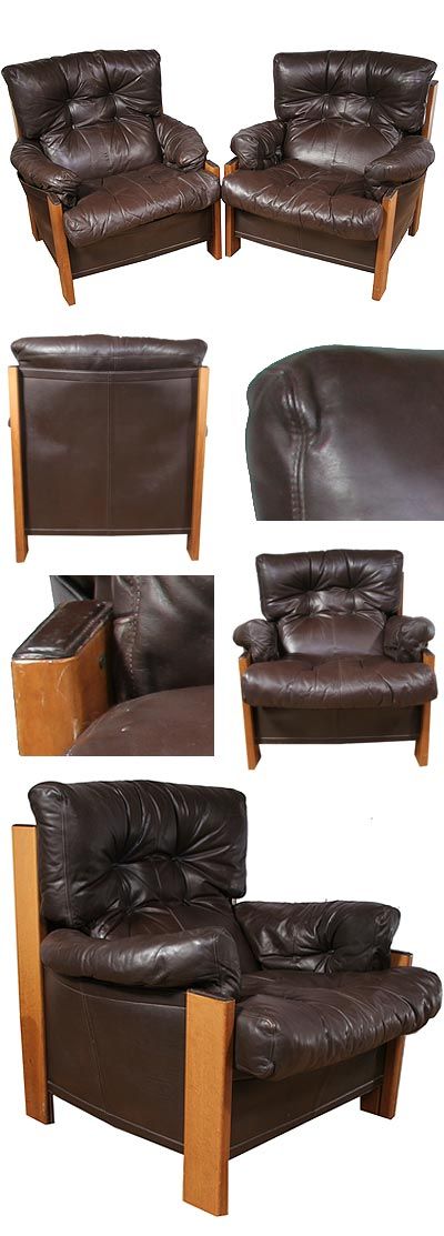 Pair of leather armchairs, reminiscent of Sergio Rodriguez