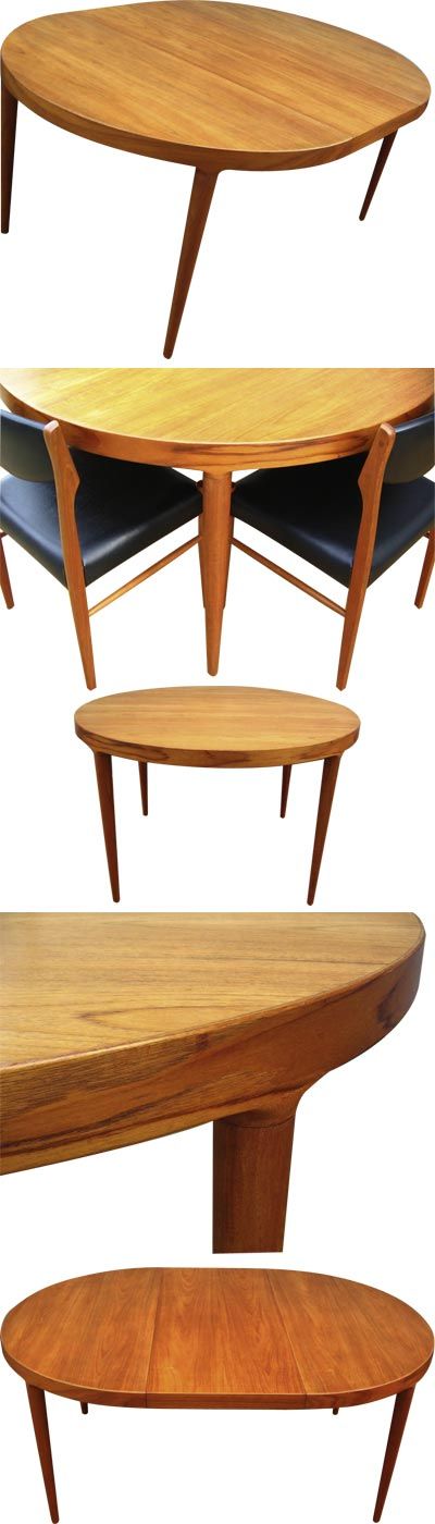  A stunning teak extending table by S.A.X. This superb table has a rich colour and lovely grain. Distinctly organic leg mountings and obvious influences of much earlier 'drum' tables. 