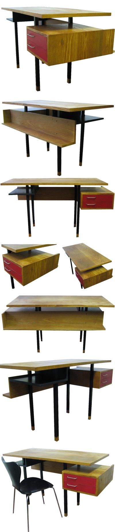 A Danish/Flemish desk,c1960. Reminiscent of  designs by Rietveld or Tapiovaara.