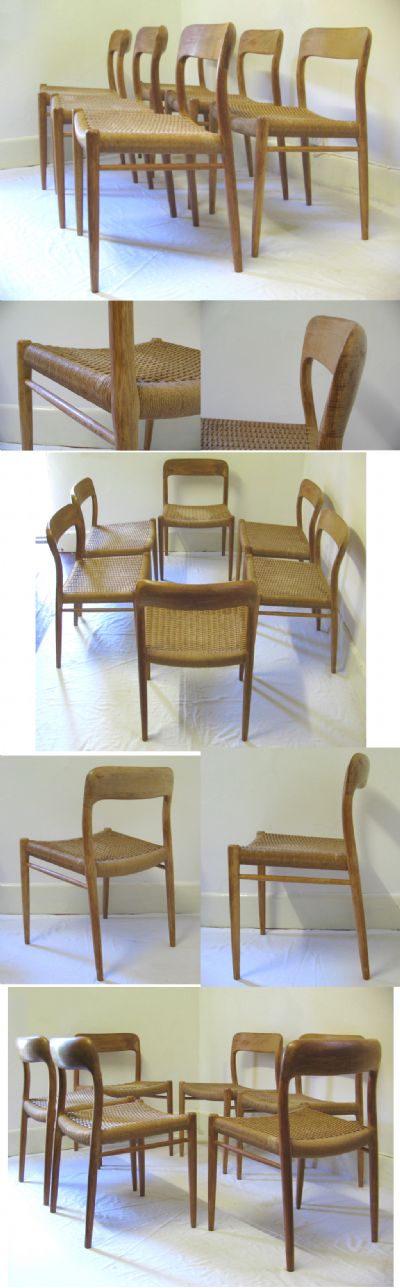 Set of six chairs by J.L Moller, c1970s.  