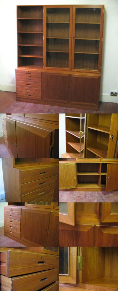 A superb quality Danish bookcase in teak wood with brass furniture. Danish board of control label to rear.