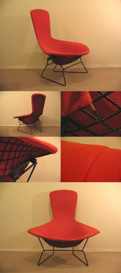  An original Bird chair by Harry Bertoia, model no.423 LU. For Knoll Associates cicra 1950s. Full length cover with early rope attachments.